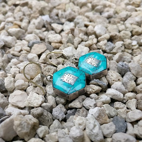 Silver with turquiose earrings 925 - Picture 6 of 10